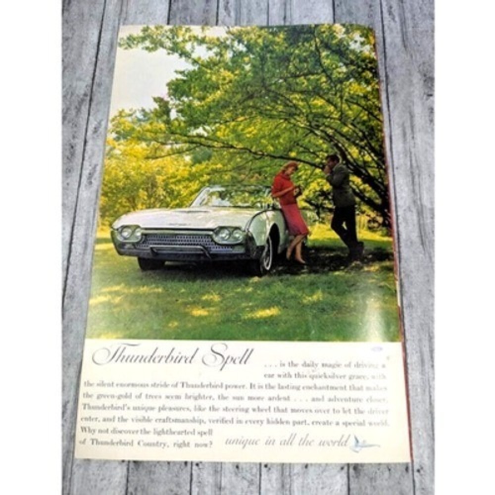 Thunderbird Spell Car Print Ad 1962 Color 9X6